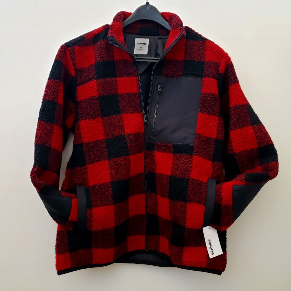 Sonoma, "Goods for Life",The Supersoft Grizzly Sherpa Jacket, Color: Red, Size M